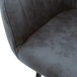 Esszimmerstuhl 6er Set Linierte Steppung mit Rücken- und Armlehnen Anthrazit Küchenstuhl mit Kunstleder Bezug ML-Design
