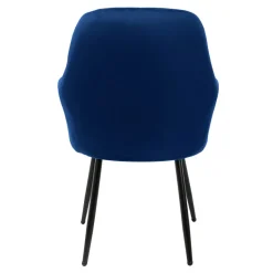 Esszimmerstuhl 6er Set Linierte Steppung mit Rücken- und Armlehnen Blau Küchenstuhl mit Microfaser-Samtbezug ML-Design
