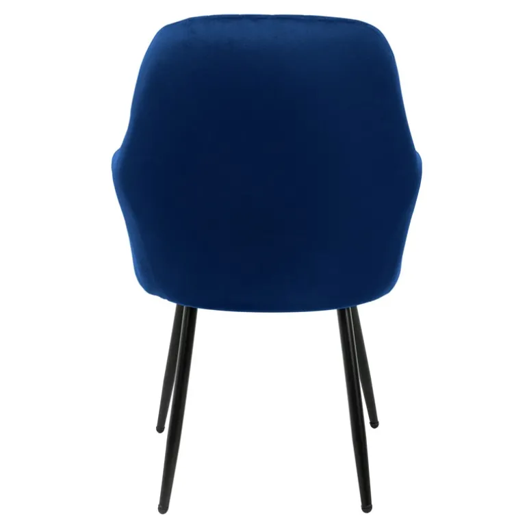 Esszimmerstuhl 6er Set Linierte Steppung mit Rücken- und Armlehnen Blau Küchenstuhl mit Microfaser-Samtbezug ML-Design