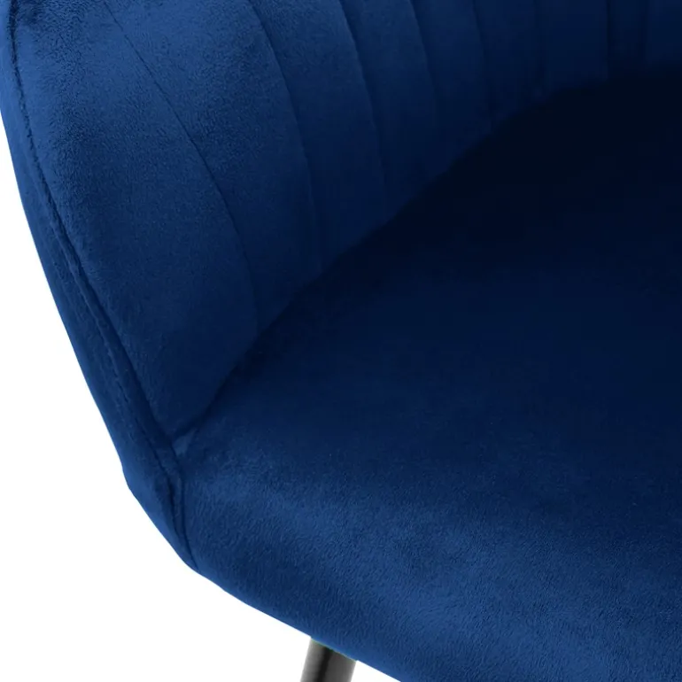 Esszimmerstuhl 6er Set Linierte Steppung mit Rücken- und Armlehnen Blau Küchenstuhl mit Microfaser-Samtbezug ML-Design