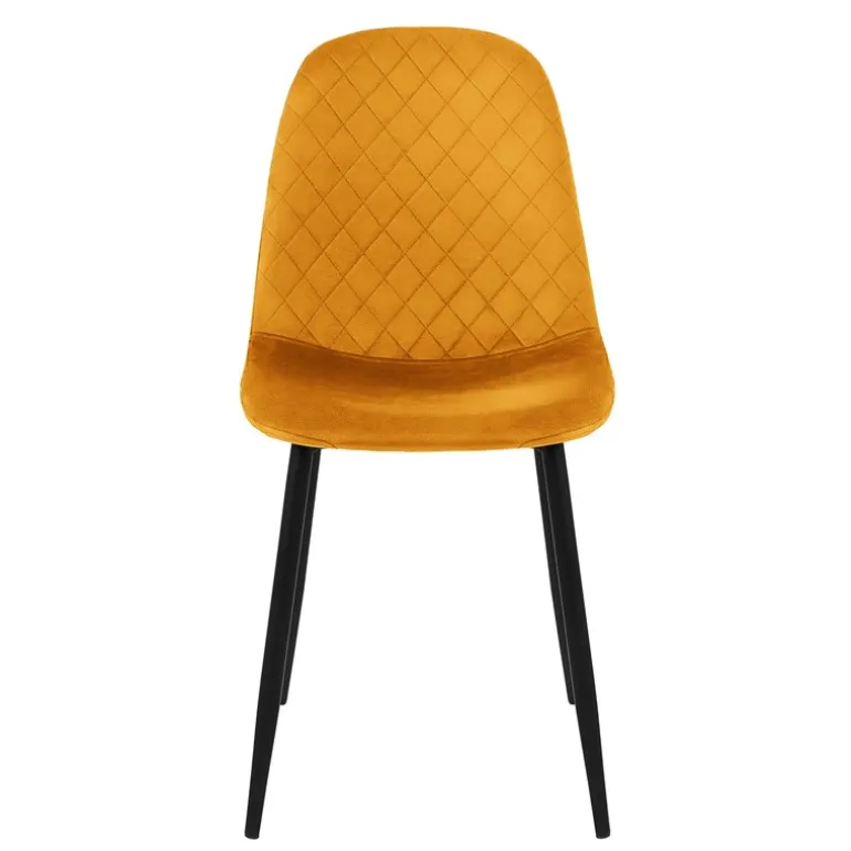 Esszimmerstuhl 4er Set mit Rückenlehne Senfgelb Küchenstuhl mit Microfaser-Samtbezug ML-Design