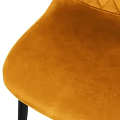 Esszimmerstuhl 4er Set mit Rückenlehne Senfgelb Küchenstuhl mit Microfaser-Samtbezug ML-Design
