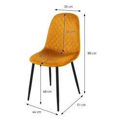 Esszimmerstuhl 4er Set mit Rückenlehne Senfgelb Küchenstuhl mit Microfaser-Samtbezug ML-Design