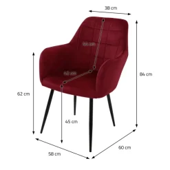 Esszimmerstuhl 4er Set mit Rücken- und Armlehnen Bordeaux/Olive Küchenstuhl mit Kunstleder Bezug