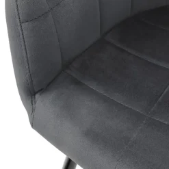 Esszimmerstuhl 4er Set mit Rücken- und Armlehnen Dunkelgrau Küchenstuhl mit Microfaser-Samtbezug