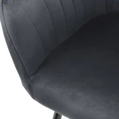 Esszimmerstuhl 4er Set mit Rücken- und Armlehnen Grau Küchenstuhl mit Microfaser-Samtbezug ML-Design