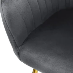 Esszimmerstuhl 4er Set mit Rücken- und Armlehnen Grau Küchenstuhl mit Microfaser-Samtbezug ML-Design