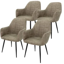 Esszimmerstuhl 4er Set mit Rücken- und Armlehnen Olive Küchenstuhl mit Kunstleder Bezug
