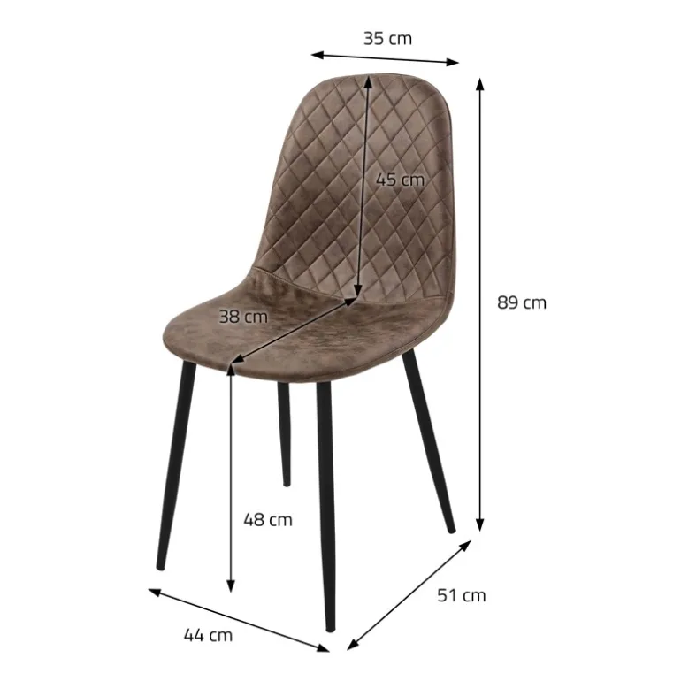 Esszimmerstuhl 4er Set mit Rückenehne Braun Küchenstuhl mit Kunstleder Bezug ML-Design