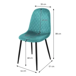Esszimmerstuhl 4er Set mit Rückenehne Petrol Küchenstuhl mit Microfaser-Samtbezug ML-Design
