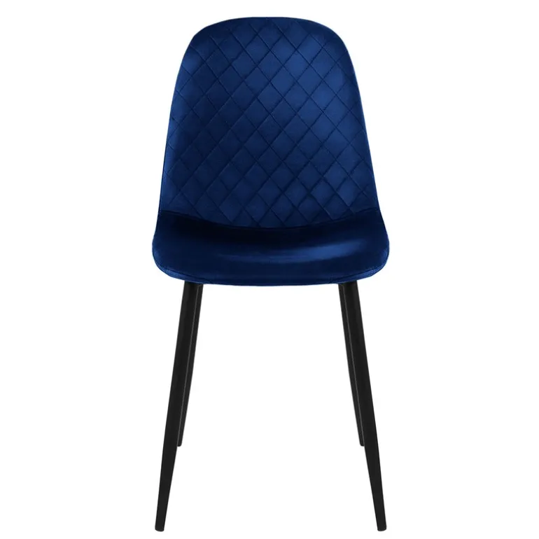 Esszimmerstuhl 4er Set mit Rückenlehne Dunkelblau Küchenstuhl mit Microfaser-Samtbezug ML-Design