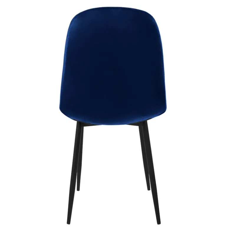 Esszimmerstuhl 4er Set mit Rückenlehne Dunkelblau Küchenstuhl mit Microfaser-Samtbezug ML-Design