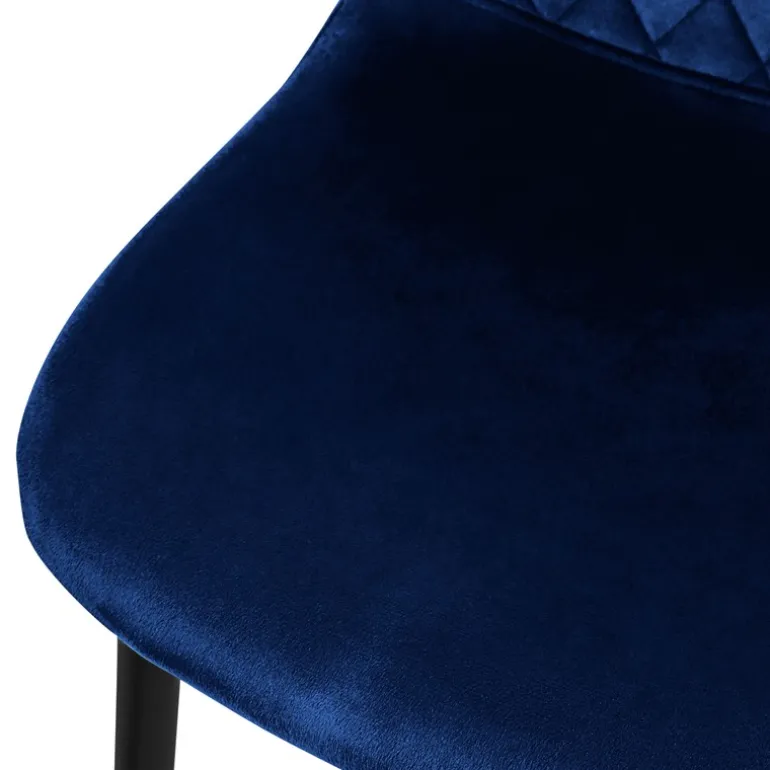 Esszimmerstuhl 4er Set mit Rückenlehne Dunkelblau Küchenstuhl mit Microfaser-Samtbezug ML-Design