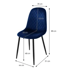 Esszimmerstuhl 4er Set mit Rückenlehne Dunkelblau Küchenstuhl mit Microfaser-Samtbezug ML-Design