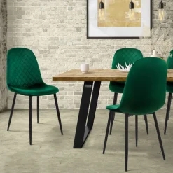 Esszimmerstuhl 4er Set mit Rückenlehne Dunkelgrün Küchenstuhl mit Microfaser-Samtbezug ML-Design