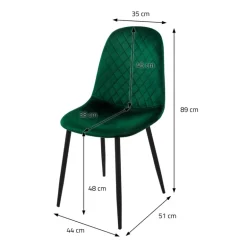 Esszimmerstuhl 4er Set mit Rückenlehne Dunkelgrün Küchenstuhl mit Microfaser-Samtbezug ML-Design