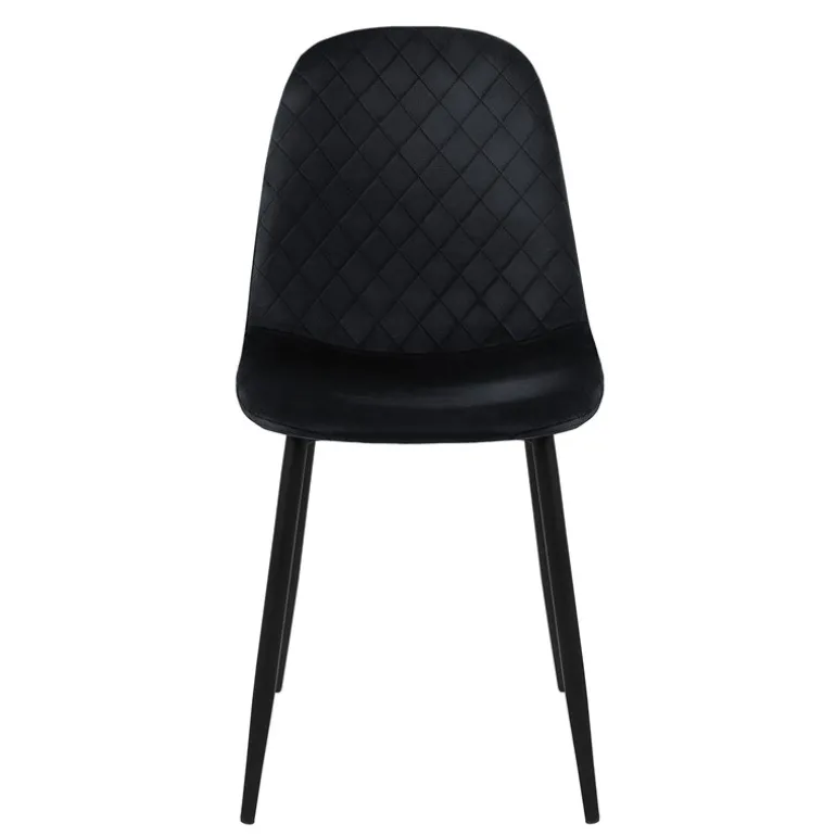 Esszimmerstuhl 4er Set mit Rückenlehne Schwarz Küchenstuhl mit Microfaser-Samtbezug ML-Design