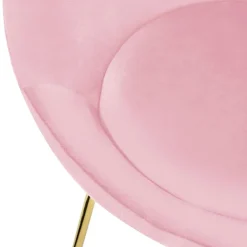 Esszimmerstuhl 2er Set mit runder Rückenlehne Rosa aus Samt mit goldenen Metallbeinen ML-Design