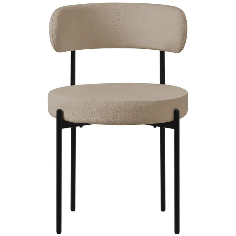 Esszimmerstuhl 4er Set mit Teddystoff mit Rückenlehne Braun Küchenstuhl ML-Design