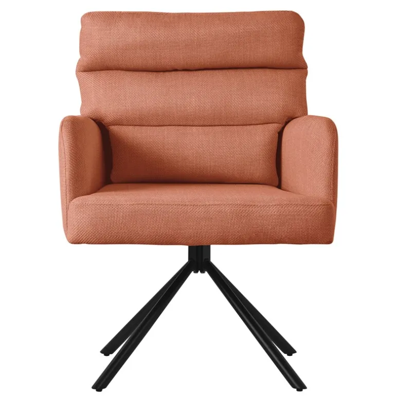 Esszimmerstuhl 2er Set Orange drehbar mit abnehmbaren Rückenkissen gepolstert bis 120 Kilogramm ML-Design