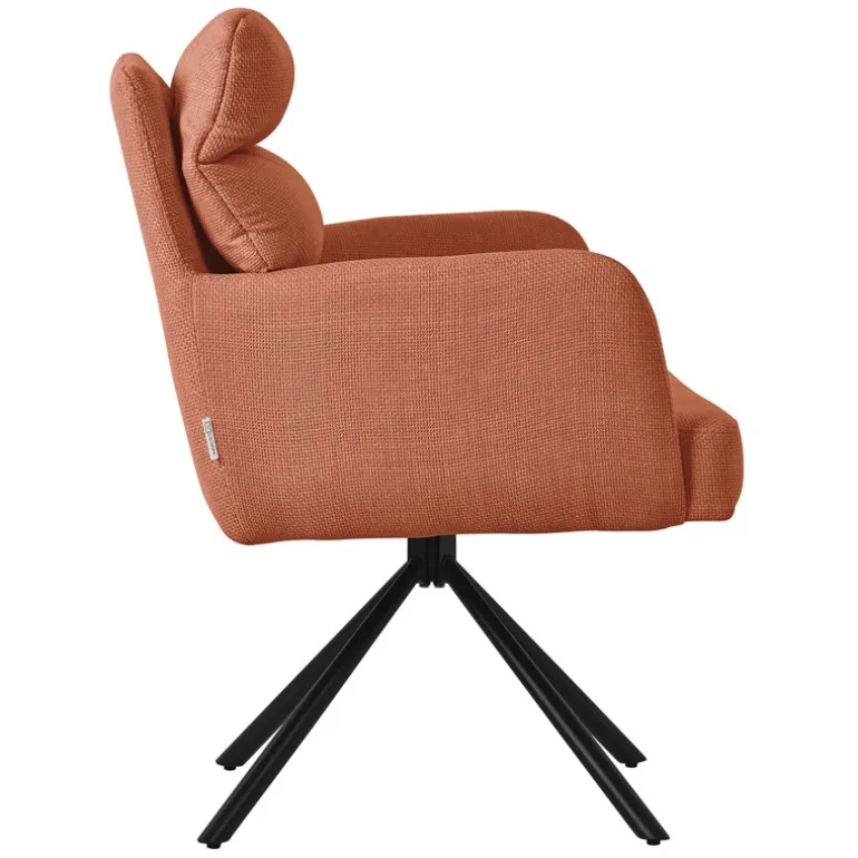 Esszimmerstuhl 6er Set Orange drehbar mit abnehmbaren Rückenkissen gepolstert bis 120 Kilogramm ML-Design