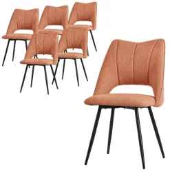 Esszimmerstuhl 6er Set Orange gepolstert inkl. Montagematerial Polsterstuhl Küchenstuhl ML-Design