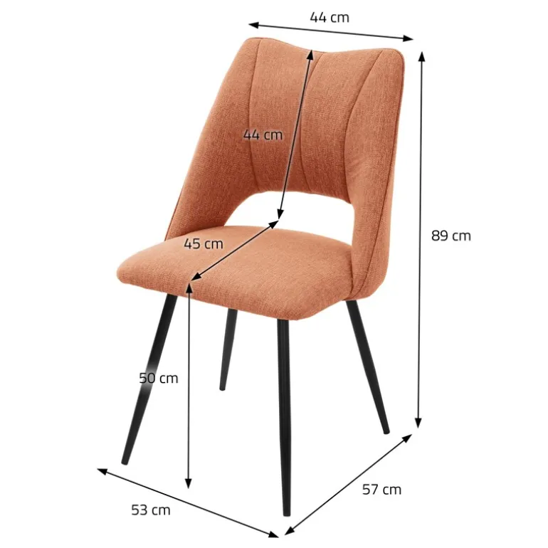 Esszimmerstuhl 6er Set Orange gepolstert inkl. Montagematerial Polsterstuhl Küchenstuhl ML-Design