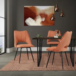 Esszimmerstuhl 6er Set Orange gepolstert inkl. Montagematerial Polsterstuhl Küchenstuhl ML-Design
