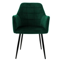 Esszimmerstuhl 2er Set Quadrat Steppung mit Rücken- und Armlehnen Dunkelgrün Küchenstuhl mit Microfaser-Samtbezug ML-Design