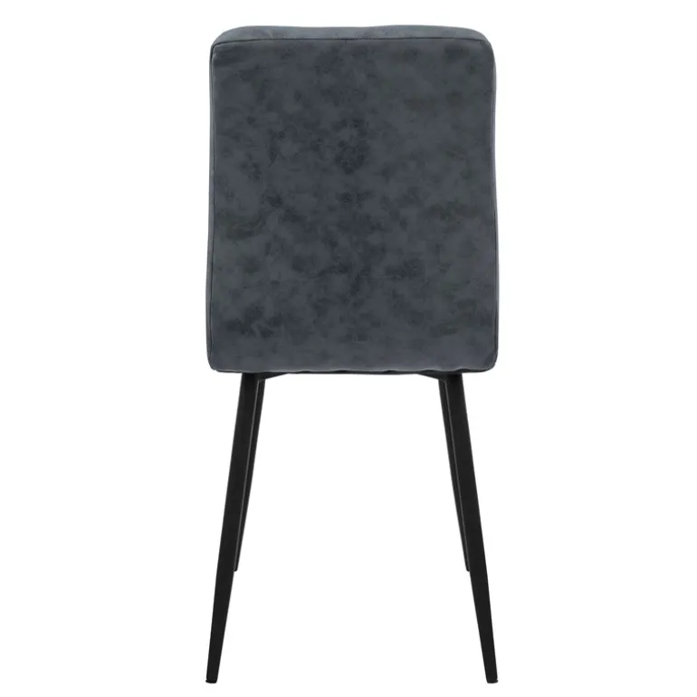 Esszimmerstuhl 4er Set Quadrat Steppung mit Rückenlehne Anthrazit Küchenstuhl mit Kunstleder Bezug ML-Design