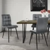 Esszimmerstuhl 4er Set Quadrat Steppung mit Rückenlehne Anthrazit Küchenstuhl mit Microfaser-Samtbezug ML-Design