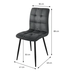Esszimmerstuhl 4er Set Quadrat Steppung mit Rückenlehne Anthrazit Küchenstuhl mit Microfaser-Samtbezug ML-Design