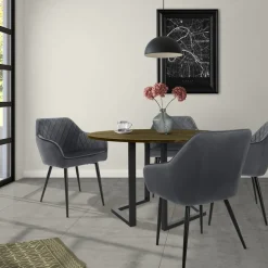Esszimmerstuhl 2er Set Rauten Steppung Anthrazit Samtbezug mit Metallbeinen inkl. Montagematerial ML-Design