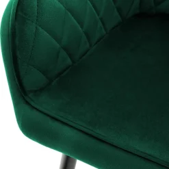 Esszimmerstuhl 2er Set Rauten Steppung mit Rücken- und Armlehnen Dunkelgrün Küchenstuhl mit Microfaser-Samtbezug ML-Design