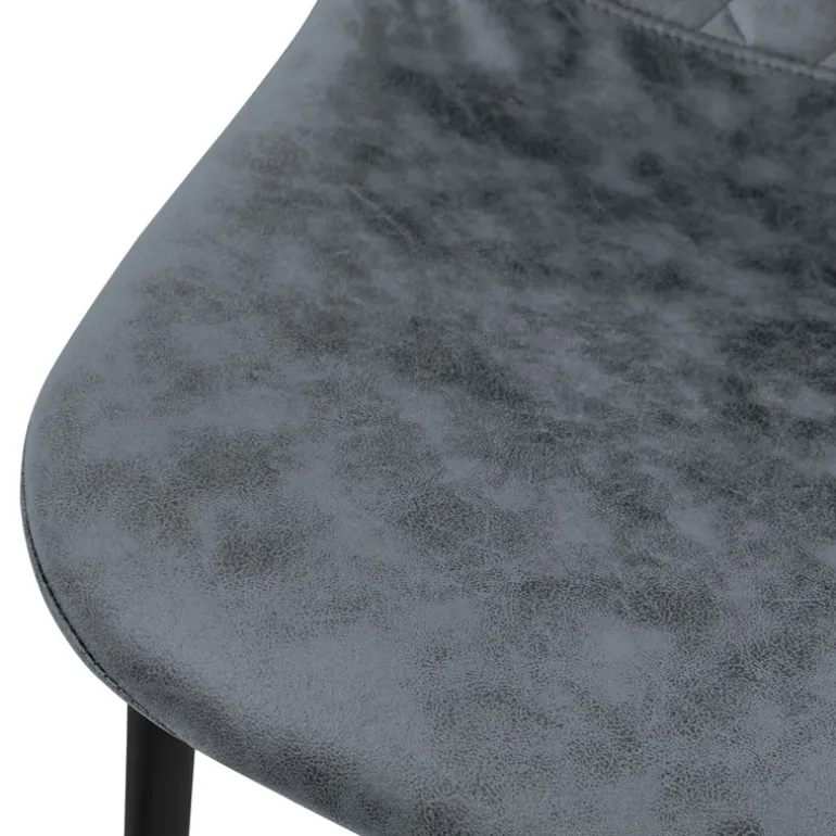 Esszimmerstuhl 4er Set Rauten Steppung mit Rückenlehne Anthrazit Küchenstuhl mit Kunstleder Bezug ML-Design