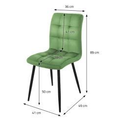 Esszimmerstuhl 4er Set Salbei Samtbezug mit Metallbeinen inkl. Montagematerial ML-Design