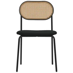 Esszimmerstuhl 2er Set Schwarz  bis 120 kg Rattan Rückenlehne ML-Design