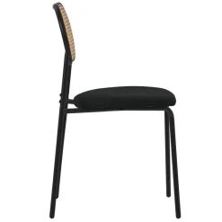 Esszimmerstuhl 2er Set Schwarz bis 120 kg Rattan Rückenlehne ML-Design