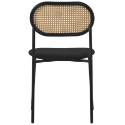 Esszimmerstuhl 2er Set Schwarz bis 120 kg Rattan Rückenlehne ML-Design