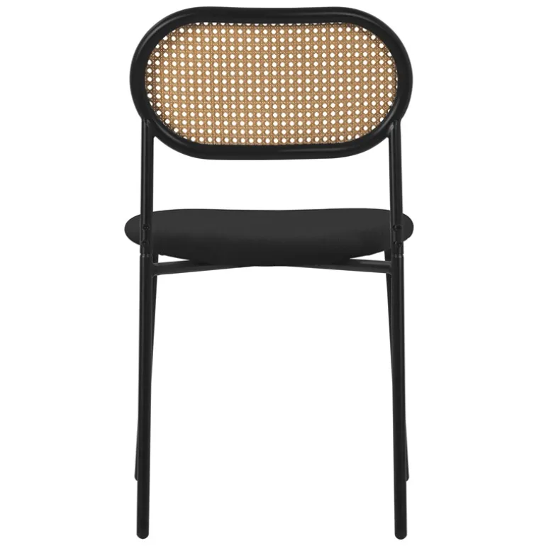 Esszimmerstuhl 2er Set Schwarz bis 120 kg Rattan Rückenlehne ML-Design