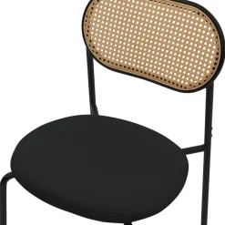 Esszimmerstuhl 2er Set Schwarz bis 120 kg Rattan Rückenlehne ML-Design