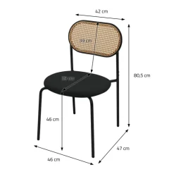 Esszimmerstuhl 2er Set Schwarz bis 120 kg Rattan Rückenlehne ML-Design
