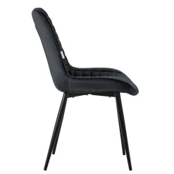 Esszimmerstuhl 2er Set Schwarz mit Samtbezug und Stahlbeinen Küchenstuhl mit Rückenlehne ML-Design