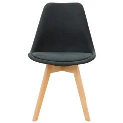Esszimmerstuhl 4er Set Schwarz Leinenbezug mit Holzbeinen ML-Design