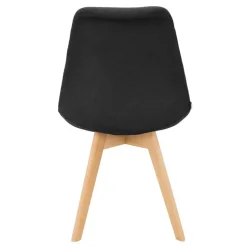 Esszimmerstuhl 4er Set Schwarz Leinenbezug mit Holzbeinen ML-Design