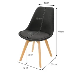 Esszimmerstuhl 4er Set Schwarz Leinenbezug mit Holzbeinen ML-Design