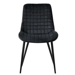 Esszimmerstuhl 6er Set Schwarz mit Samtbezug und Stahlbeinen Küchenstuhl mit Rückenlehne ML-Design