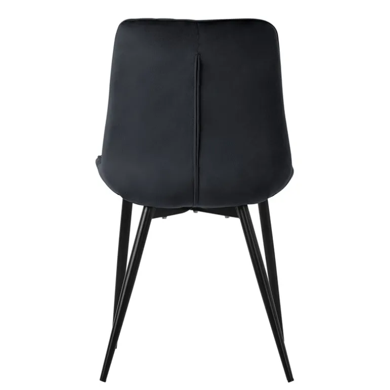 Esszimmerstuhl 6er Set Schwarz mit Samtbezug und Stahlbeinen Küchenstuhl mit Rückenlehne ML-Design
