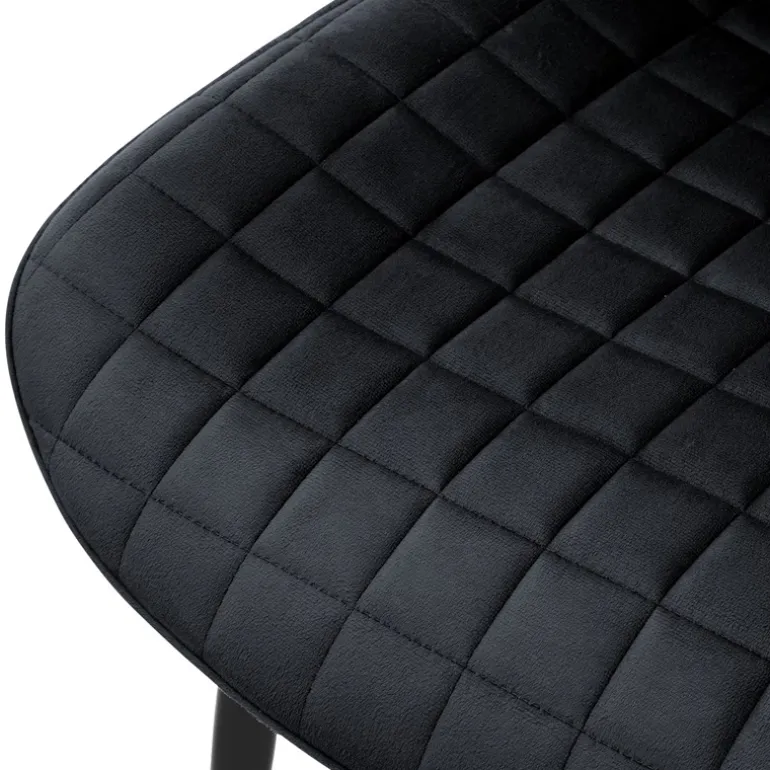 Esszimmerstuhl 6er Set Schwarz mit Samtbezug und Stahlbeinen Küchenstuhl mit Rückenlehne ML-Design