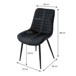 Esszimmerstuhl 6er Set Schwarz mit Samtbezug und Stahlbeinen Küchenstuhl mit Rückenlehne ML-Design